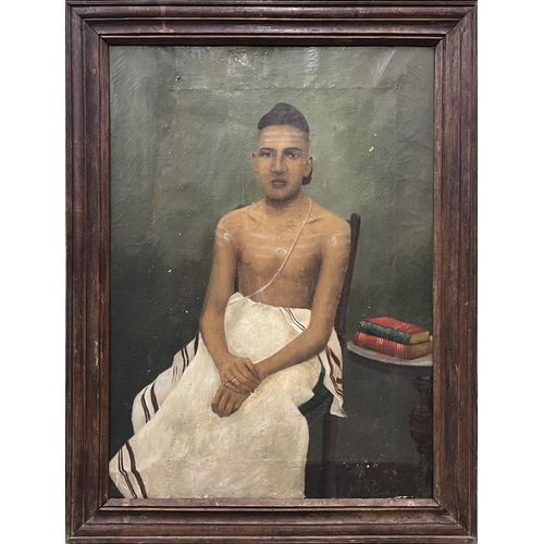 152 - INDIAN SCHOOL, 'Young Man', oil on canvas, 74cm x 54cm, framed.