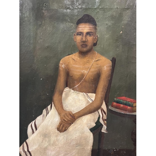 152 - INDIAN SCHOOL, 'Young Man', oil on canvas, 74cm x 54cm, framed.