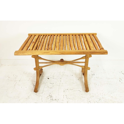 282 - CENTRE TABLE, ash with slatted top, 75cm H x 116cm W x 73cm D.