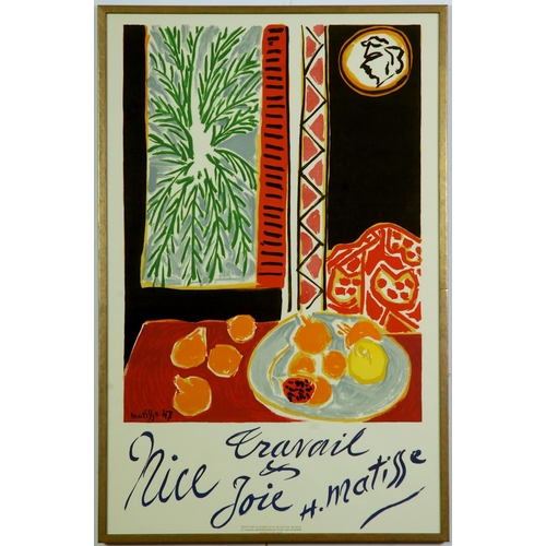 64 - HENRI MATISSE, Nice Travail et Joie, large lithographic travel poster, 100cm x 65cm. (Subject to ARR... 