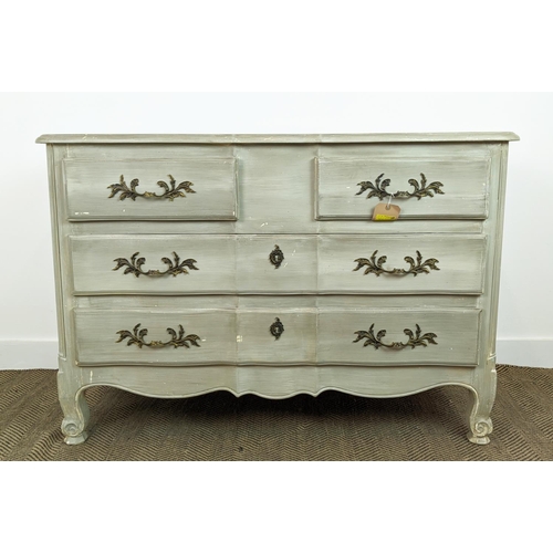 197 - COMMODE, Louis XV style painted of four drawers, 54cm D x 89cm H x 129cm W.