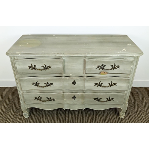 197 - COMMODE, Louis XV style painted of four drawers, 54cm D x 89cm H x 129cm W.