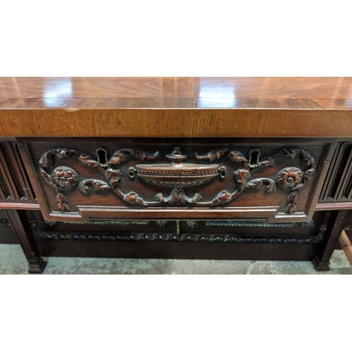 189 - SERVING TABLE, 137cm x 61cm x 89cm H, late 19th century George III style mahogany with two drawers.