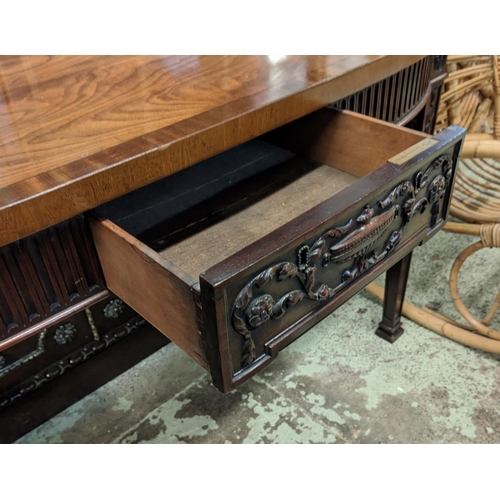 189 - SERVING TABLE, 137cm x 61cm x 89cm H, late 19th century George III style mahogany with two drawers.