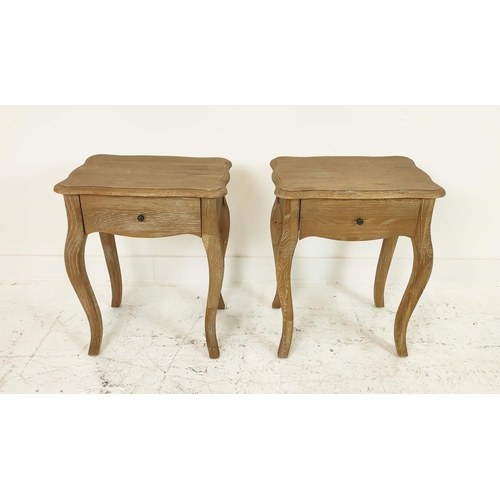 310 - SIDE TABLES, a pair, contemporary French Provincial style, with a draw to each, 50cm x 38cm x 61cm. ... 