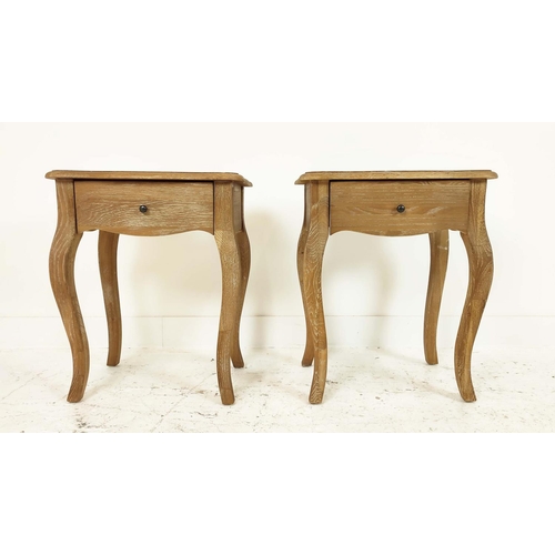 310 - SIDE TABLES, a pair, contemporary French Provincial style, with a draw to each, 50cm x 38cm x 61cm. ... 