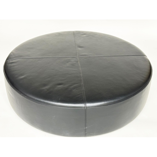 558 - CENTRE STOOL/OTTOMAN, circular contemporary Italian 'Jesse' 'Puck' natural soft stitched leather, 12... 