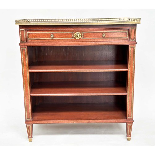 233 - OPEN BOOKCASE, French Directoire style mahogany and gilt metal mounted with gallery, drawer and shel... 