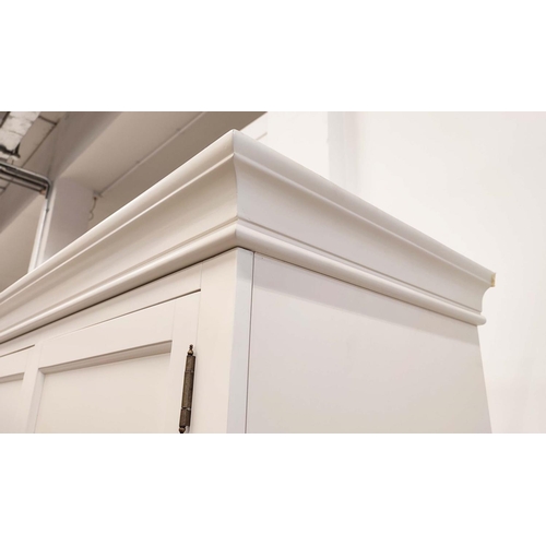 272 - WARDROBE, in a white finish with two doors, hanging rail and three drawers 125cm W x 57cm D x 205cm ... 