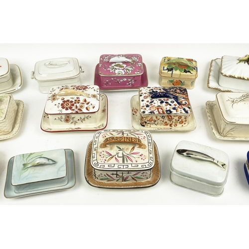 1 - SARDINE DISHES, a collection of fourteen, various designs and patterns. (14)