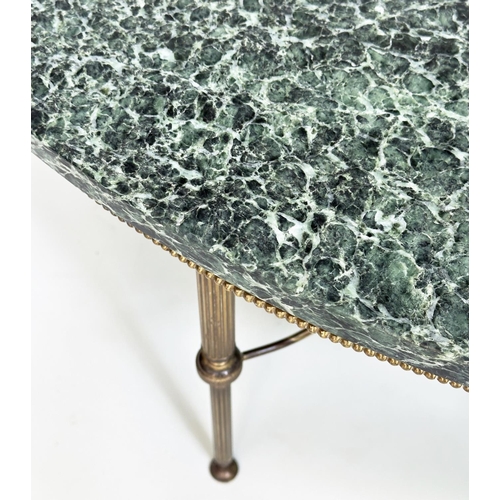 112 - LOW TABLE, 1950s circular, marble raised upon gilt metal beaded and reeded supports, 108cm W x 41cm ... 