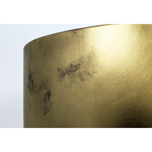 160 - TABLE LAMP, matt black with a brass shade, 51cm x 99cm H.