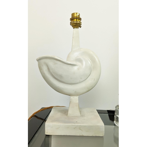 164 - TABLE LAMP, plaster Deco design shell/orecchiette style, 31cm H.