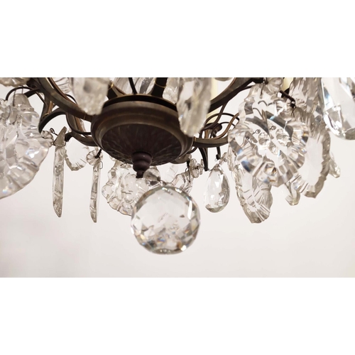 167 - CHANDELIER, gilt metal with glass droplets, 50cm diam, 8 branch.