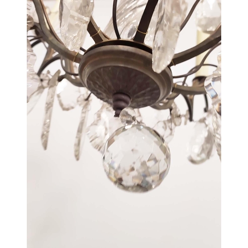 167 - CHANDELIER, gilt metal with glass droplets, 50cm diam, 8 branch.