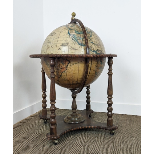 273 - GLOBE BAR, vintage, the top opening to reveal bottle stand, 113cm H x 74cm W.