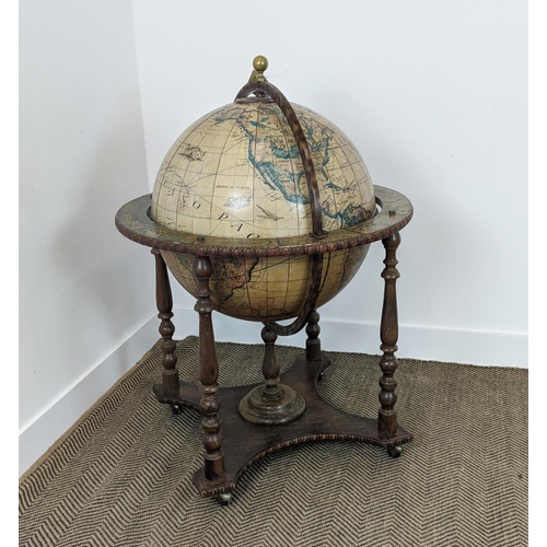 273 - GLOBE BAR, vintage, the top opening to reveal bottle stand, 113cm H x 74cm W.