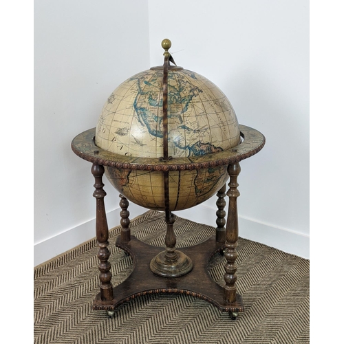 273 - GLOBE BAR, vintage, the top opening to reveal bottle stand, 113cm H x 74cm W.