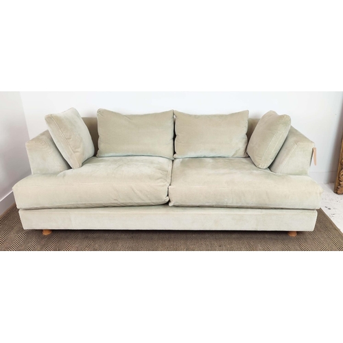 320 - SINCLAIR MATTHEWS SANTA BARBARA SOFA, light green upholstery, 214cm W x 72cm H x 110cm D.