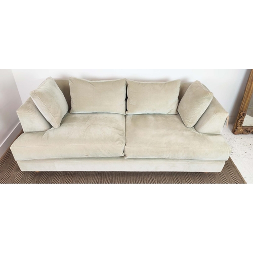 320 - SINCLAIR MATTHEWS SANTA BARBARA SOFA, light green upholstery, 214cm W x 72cm H x 110cm D.