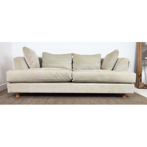 320 - SINCLAIR MATTHEWS SANTA BARBARA SOFA, light green upholstery, 214cm W x 72cm H x 110cm D.