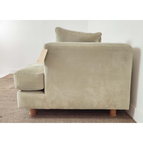 320 - SINCLAIR MATTHEWS SANTA BARBARA SOFA, light green upholstery, 214cm W x 72cm H x 110cm D.