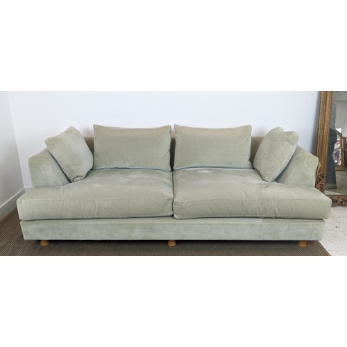 344 - SINCLAIR MATTHEWS SANTA BARBARA SOFA, light green upholstery, 214cm W x 72cm H x 110 cm D.