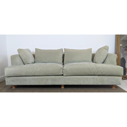 344 - SINCLAIR MATTHEWS SANTA BARBARA SOFA, light green upholstery, 214cm W x 72cm H x 110 cm D.