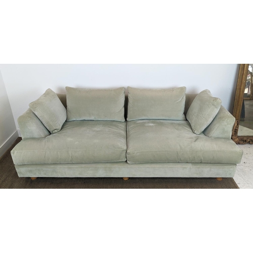 344 - SINCLAIR MATTHEWS SANTA BARBARA SOFA, light green upholstery, 214cm W x 72cm H x 110 cm D.