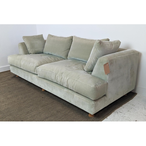 344 - SINCLAIR MATTHEWS SANTA BARBARA SOFA, light green upholstery, 214cm W x 72cm H x 110 cm D.