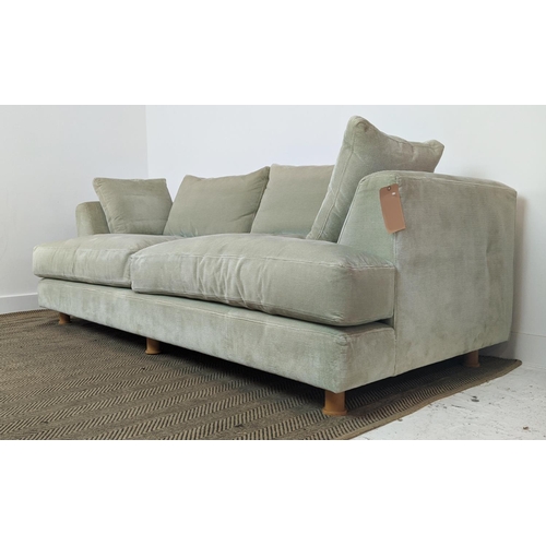 344 - SINCLAIR MATTHEWS SANTA BARBARA SOFA, light green upholstery, 214cm W x 72cm H x 110 cm D.