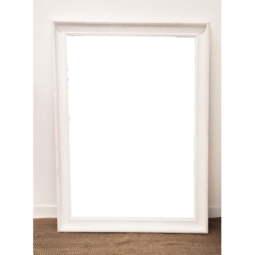 543 - WALL MIRROR, 189cm x 140cm, with a bevelled plate and white painted frame.