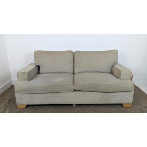 555 - KINGCOME SHERWOOD SOFA, light brown upholstery, 181cm W x 75cm H x 95cm D.