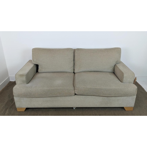 555 - KINGCOME SHERWOOD SOFA, light brown upholstery, 181cm W x 75cm H x 95cm D.