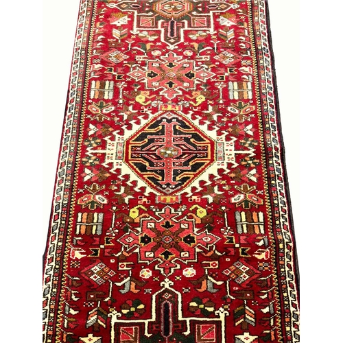 78 - PERSIAN KARAJA LONG RUNNER, 345cm x 80cm.