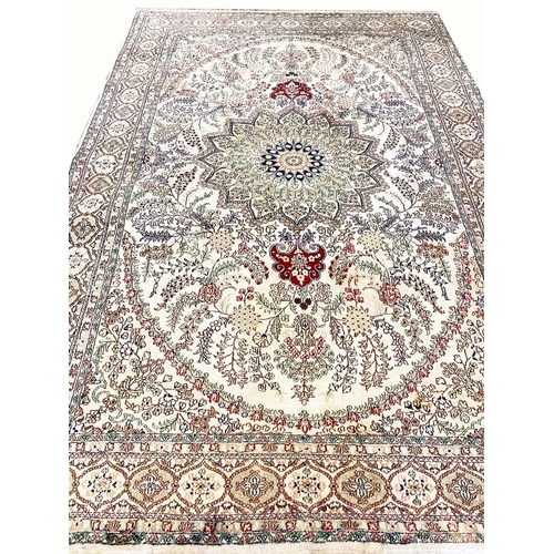 79 - FINE PURE SILK HEREKE DESIGN CARPET, 270cm x 180cm.