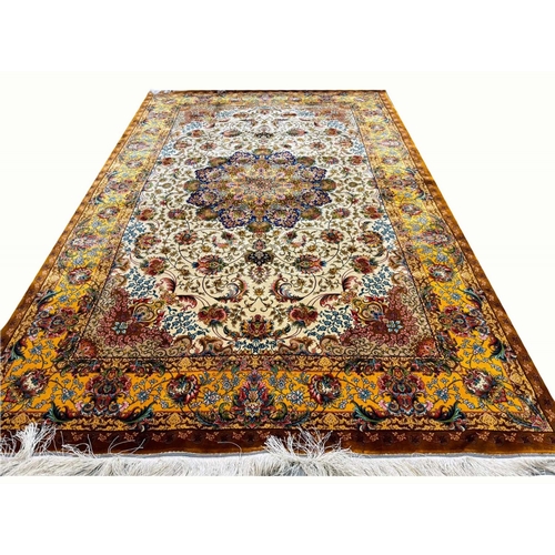 82 - FINE ISPHAHAN DESIGN BAMBOO SILK RUG, 225cm x 150cm.