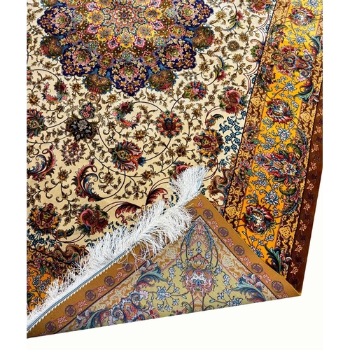 82 - FINE ISPHAHAN DESIGN BAMBOO SILK RUG, 225cm x 150cm.