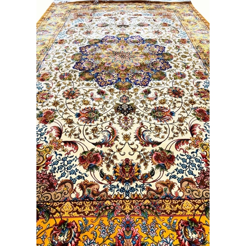 82 - FINE ISPHAHAN DESIGN BAMBOO SILK RUG, 225cm x 150cm.