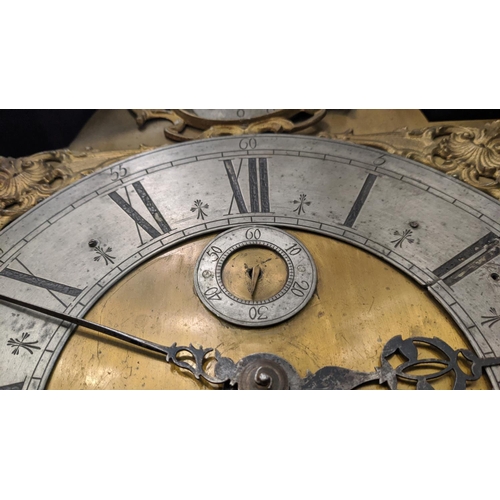 279 - LONGCASE CLOCK, 18th century Flemish, eight day movement, silvered chapter dial, inscribed Wouman Th... 