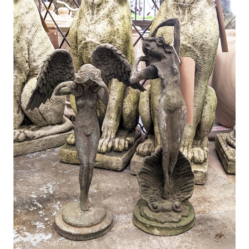 525 - TWO CAST METAL SCULPURAL STUDIES, one of an Angel, 38cm H, the other depicting Venus, 44cm H. (2)