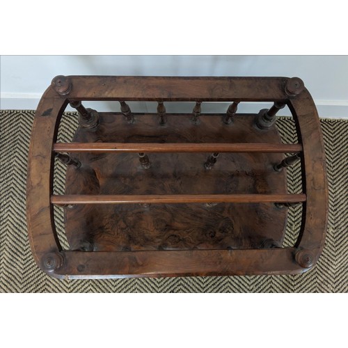 195 - CANTERBURY, Victorian walnut with drawer on ceramic castors, 56cm W x 38cm D x 56cm H.