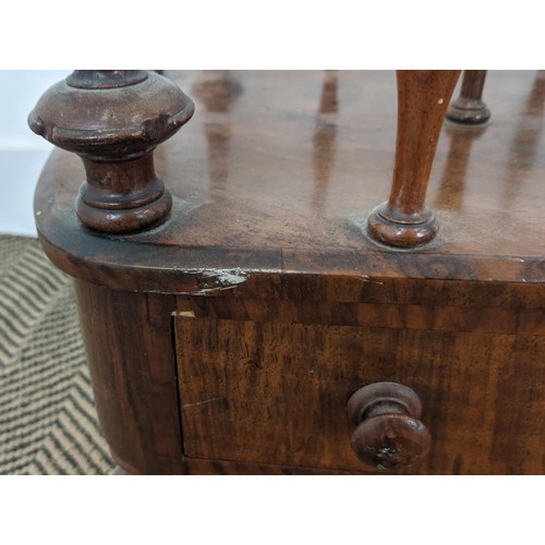 195 - CANTERBURY, Victorian walnut with drawer on ceramic castors, 56cm W x 38cm D x 56cm H.