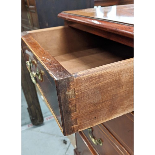 200 - CHEST, Georgian style mahogany and line inlaid with nine drawers, 78cm H x 156cm x 46cm.