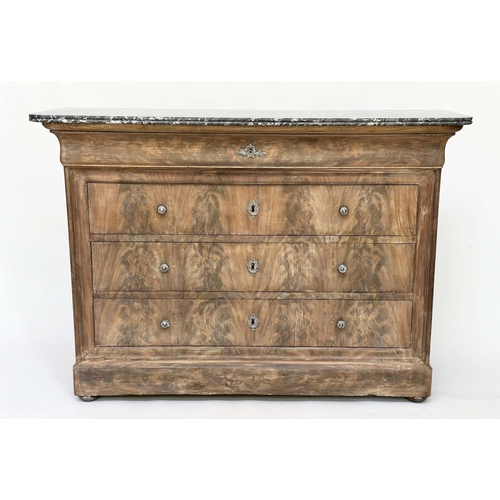 101 - HALL COMMODE, 19th century French Louis Philippe flame mahogany of adapted shallow proportions with ... 