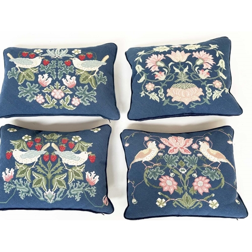 110 - 'STRAWBERRY THIEF' PRINT CUSHIONS, a set of four, needlework in William Morris style. (4)