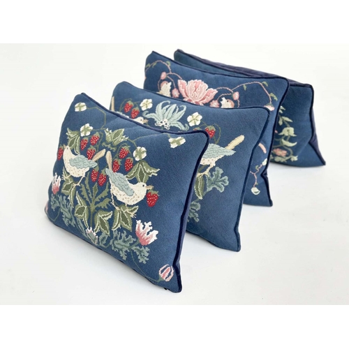 110 - 'STRAWBERRY THIEF' PRINT CUSHIONS, a set of four, needlework in William Morris style. (4)