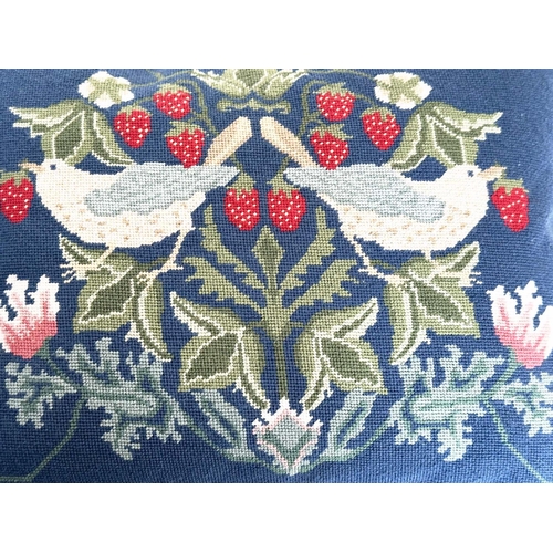 110 - 'STRAWBERRY THIEF' PRINT CUSHIONS, a set of four, needlework in William Morris style. (4)