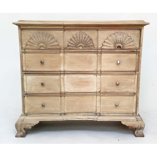 111 - HALL CHEST, Dutch colonial style, hardwood with four long drawers, one with carved front, and of ada... 