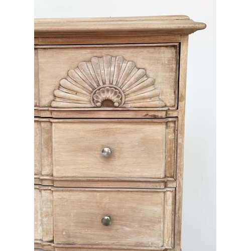 111 - HALL CHEST, Dutch colonial style, hardwood with four long drawers, one with carved front, and of ada... 